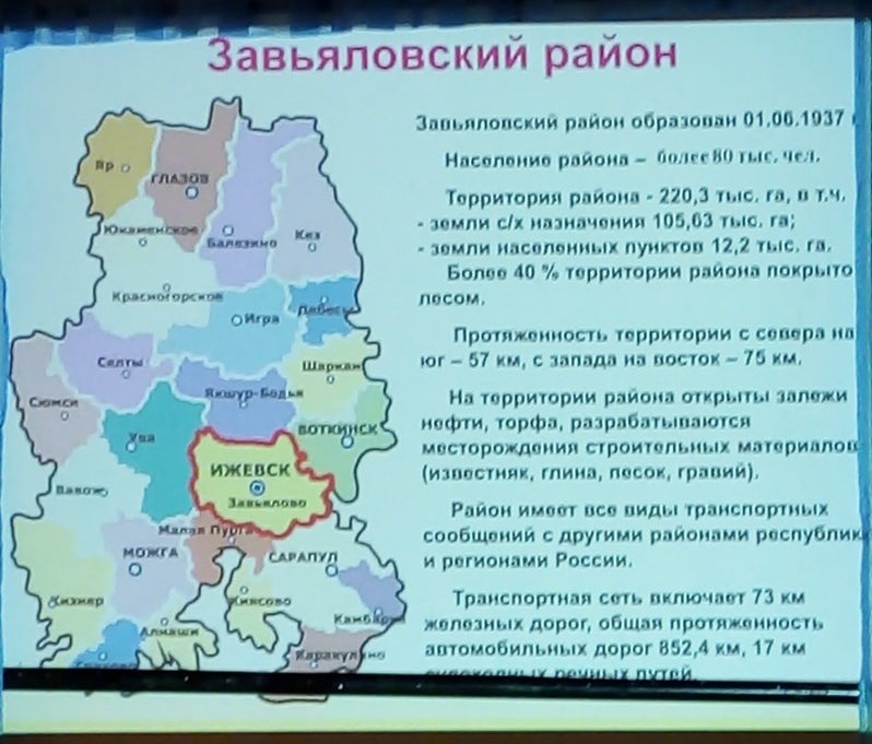 Завьяловский район на карте Удмуртской Республики.